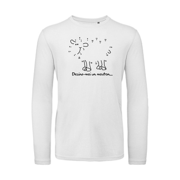 Dessine moi un mouton - T-shirt bio manches longues amusant pour Homme -modèle B&C - T Shirt organique manches longues - thème humour et culture -
