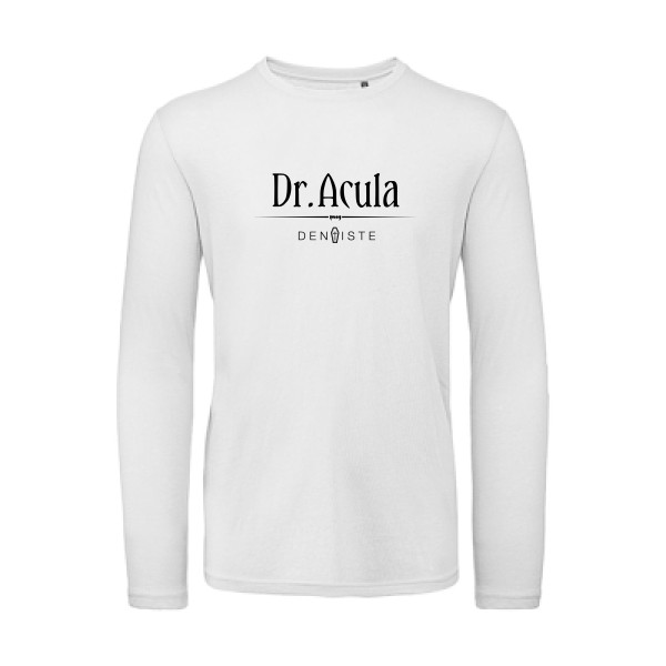 Dr.Acula - T-shirt bio manches longues Homme original - B&C - T Shirt organique manches longues - thème humour et jeux de mots -