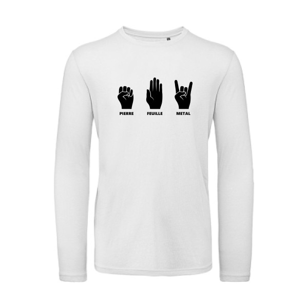 Pierre Feuille Metal - modèle B&C - T Shirt organique manches longues - T shirt Homme humour - thème tee shirt et sweat parodie -