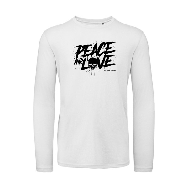 Peace or no peace - T shirt tête de mort Homme - modèle B&C - T Shirt organique manches longues -