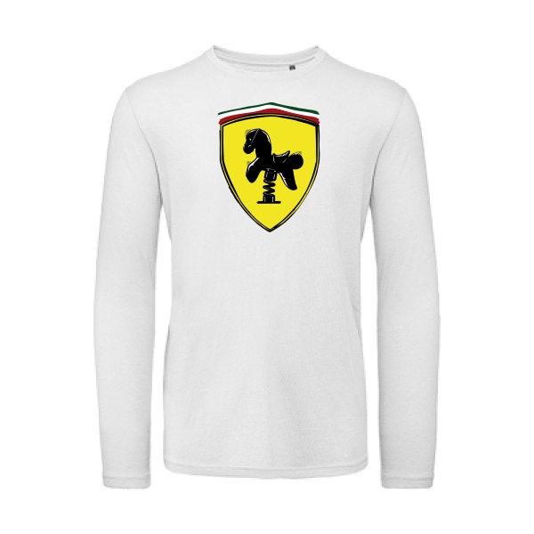Ferrari -T-shirt bio manches longues parodie pour Homme -B&C - T Shirt organique manches longues - thème  automobile - 