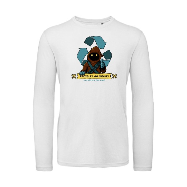 Sauvez la galaxie - T-shirt bio manches longues parodie Homme - modèle B&C - T Shirt organique manches longues -thème humour et ecologie -