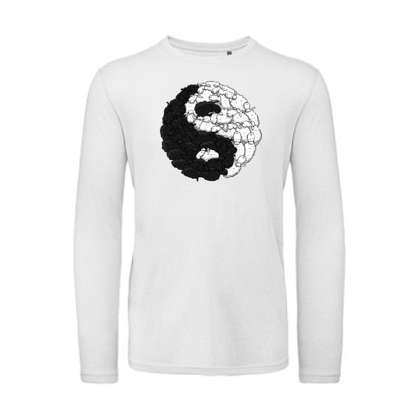 Mouton Yin Yang - Tee shirt humoristique Homme - modèle B&C - T Shirt organique manches longues - thème zen -