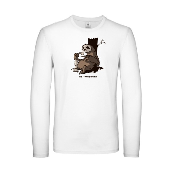 Procaféination -T-shirt manches longues léger animaux  -B&C - E150 LSL -thème  humour et bestiole - 