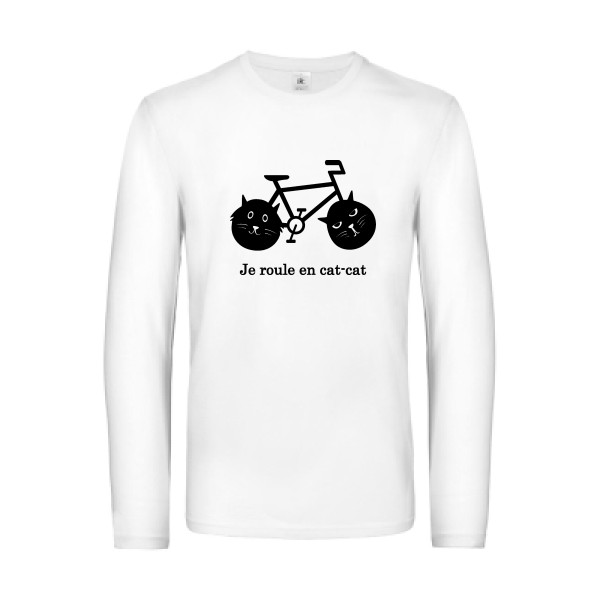 cat-cat bike - T-shirt manches longues humour velo - Thème t shirt  et sweat  original pour  Homme -