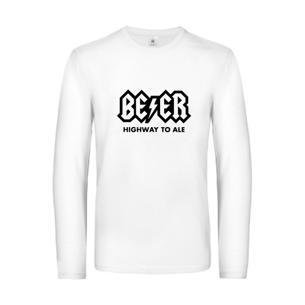 HIGHWAY TO ALE - T-shirt manches longues humour bière - Thème tee shirts et sweats humour alcool pour Homme -