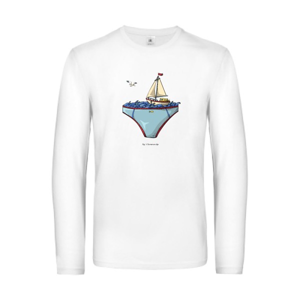 Ta mer en slip -T-shirt manches longues Homme marin humour -B&C - E190 LSL -Thème humour et parodie -