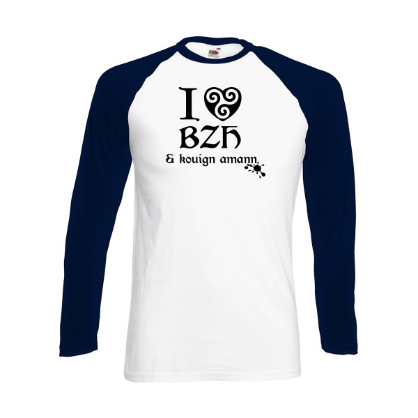 Love BZH & kouign-Tee shirt breton - Fruit of the loom - Baseball T-Shirt LS