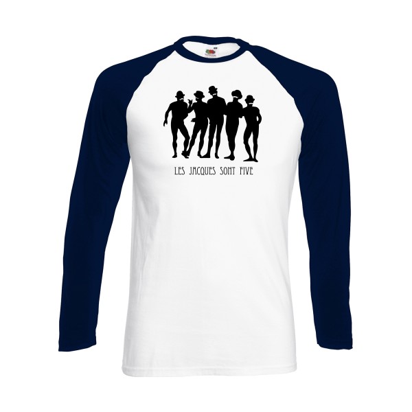 Les Jacques sont Five - Tee-shirt humoristique Homme -Fruit of the loom - Baseball T-Shirt LS