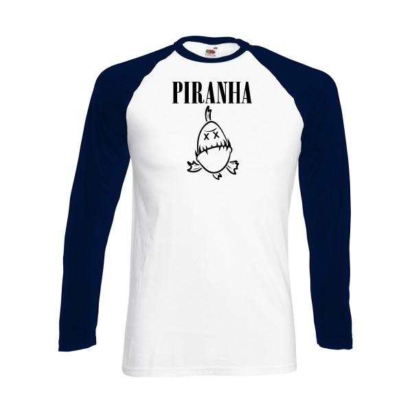 T-shirt baseball manche longue original Homme  - Piranha - 