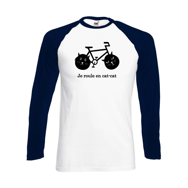 cat-cat bike - T-shirt baseball manche longue humour velo - Thème t shirt  et sweat  original pour  Homme -