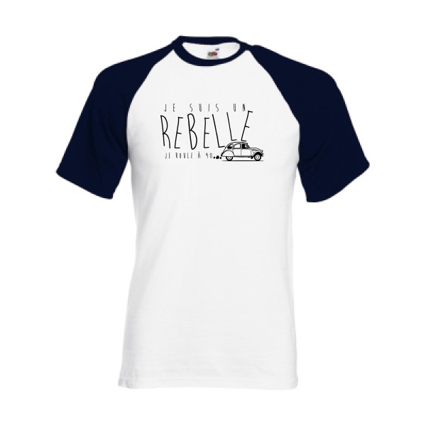 je suis un rebelle -T-shirt baseball drôle  -Fruit of the Loom - Baseball Tee -thème  automobile - 