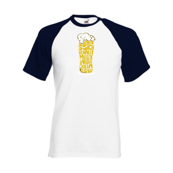 La pression -T-shirt baseball humour alcool Homme  -Fruit of the Loom - Baseball Tee -Thème humour et alcool -