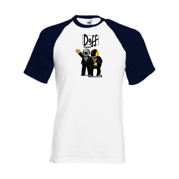 Duff Punk - T-shirt baseball rétro Homme - modèle Fruit of the Loom - Baseball Tee -thème dj et  vintage -