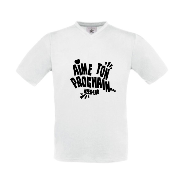 T-shirt Col V original Homme  - Aime ton prochain ! - 