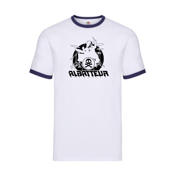 ALBATTEUR - T-shirt ringer rock pour Homme -modèle Fruit of the loom - Ringer Tee - thème vintage et musique -
