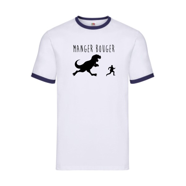 MANGER BOUGER - modèle Fruit of the loom - Ringer Tee - Thème t shirt humour Homme -