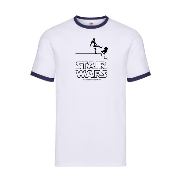 STAIR WARS -T-shirt ringer humour Homme -Fruit of the loom - Ringer Tee -thème parodie star wars -