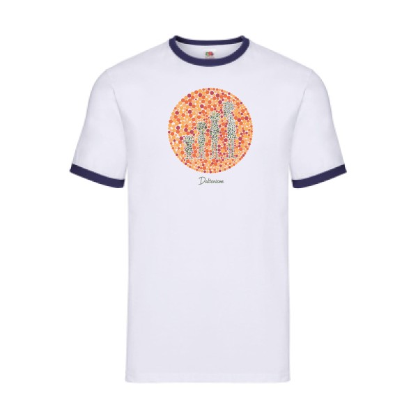 Daltonisme -T-shirt ringer original Homme -Fruit of the loom - Ringer Tee -thème rétro et vintage -