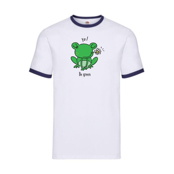 Be Green  - Tee shirt humoristique Homme - modèle Fruit of the loom - Ringer Tee - thème humour et animaux -