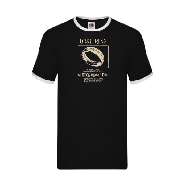 Lost Ring - T-shirt ringer  parodie - modèle Fruit of the loom - Ringer Tee -thème parodie et cinema -