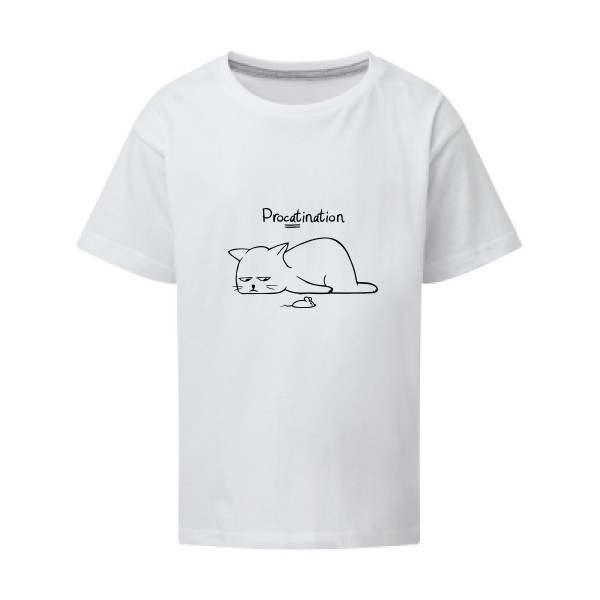 Procatination - T-shirt enfant drole pour Enfant -modèle SG - Kids - thème humour et chat -