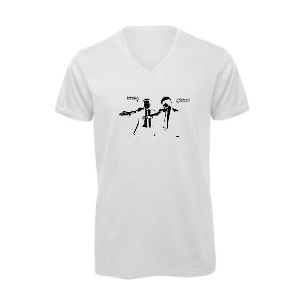 Papier Ciseaux - T-shirt bio col V pulp fiction pour Homme -modèle B&C - Inspire V/men - thème parodie et humour -