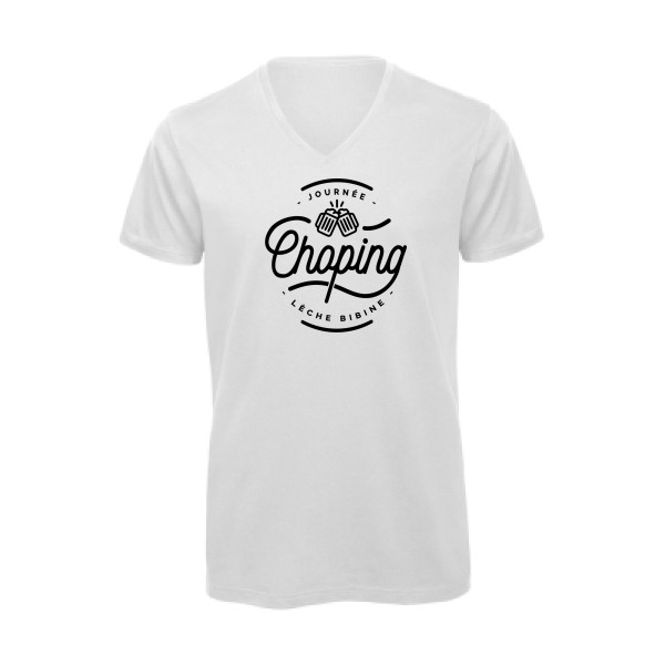 Journée Choping -T-shirt bio col V bière - Homme -B&C - Inspire V/men -thème alcool humour - 