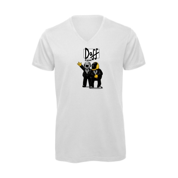 Duff Punk - T-shirt bio col V rétro Homme - modèle B&C - Inspire V/men -thème dj et  vintage -