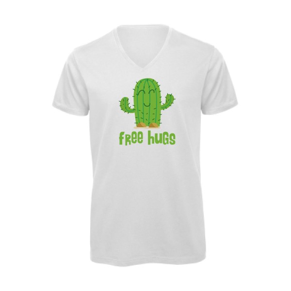 FreeHugs- T-shirt bio col V Homme - thème tee shirt humoristique -B&C - Inspire V/men -