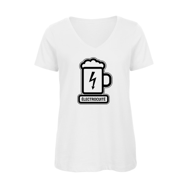 T-shirt femme bio col V original Femme  - électrocuité - 