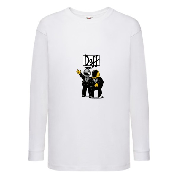 Duff Punk - T-shirt enfant manches longues rétro Enfant - modèle Fruit of the loom - Kids LS Value Weight T -thème dj et  vintage -
