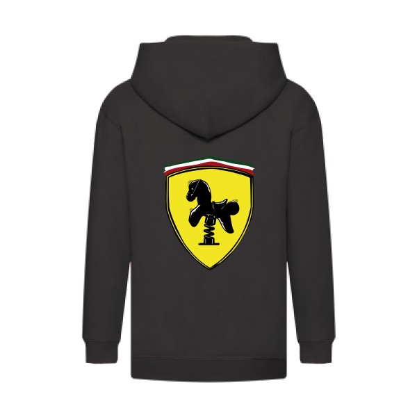 Ferrari -Sweat capuche zippé enfant parodie pour Enfant -Fruit of the loom - Kids Hooded Zip Sweatshirt - thème  automobile - 