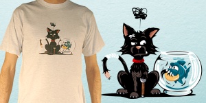 T-shirt Le piranha et le chat