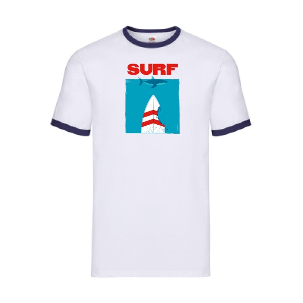 SURF -T-shirt ringer sympa  Homme -Fruit of the loom - Ringer Tee -thème  surf -