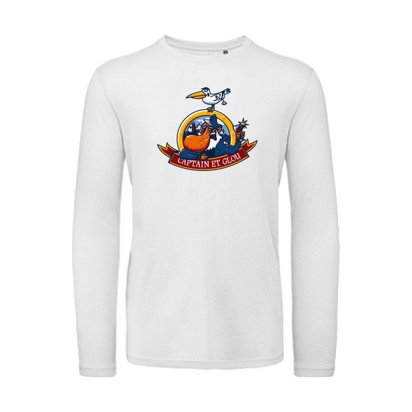 Captain et glou- Tee shirt marin humour -B&C - T Shirt organique manches longues