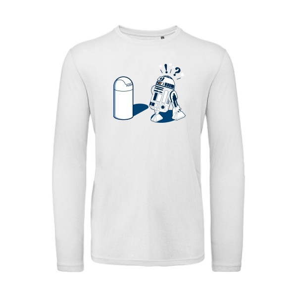R2D2 7C - T-shirt bio manches longues R2D2 pour Homme -modèle B&C - T Shirt organique manches longues - thème parodie et cinema -