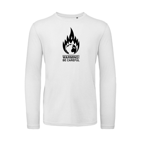 Global Warning - T-shirt bio manches longues Homme imprimé- B&C - T Shirt organique manches longues - thème design imprimé -