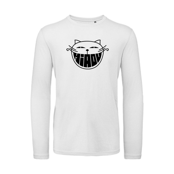 The smiling cat - T-shirt bio manches longues chat -Homme-B&C - T Shirt organique manches longues - thème humour et bd -