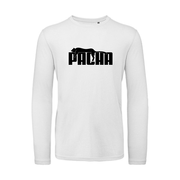 Pacha - T-shirt bio manches longues parodie humour Homme - modèle B&C - T Shirt organique manches longues -thème humour et parodie -