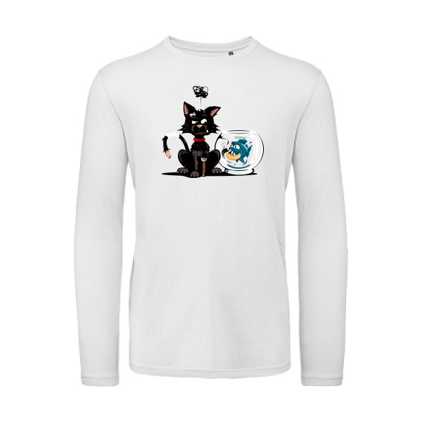 Piranha- T shirt chat et poisson - B&C - T Shirt organique manches longues
