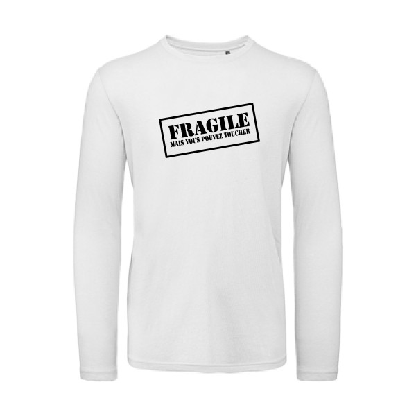 FRAGILE - T-shirt bio manches longues original Homme - modèle B&C - T Shirt organique manches longues -thème monde -