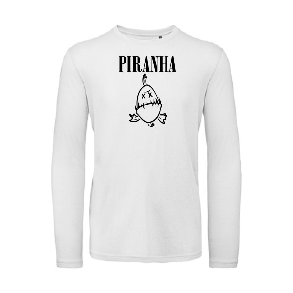 T-shirt bio manches longues original Homme  - Piranha - 