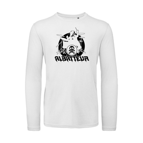 ALBATTEUR - T-shirt bio manches longues rock pour Homme -modèle B&C - T Shirt organique manches longues - thème vintage et musique -