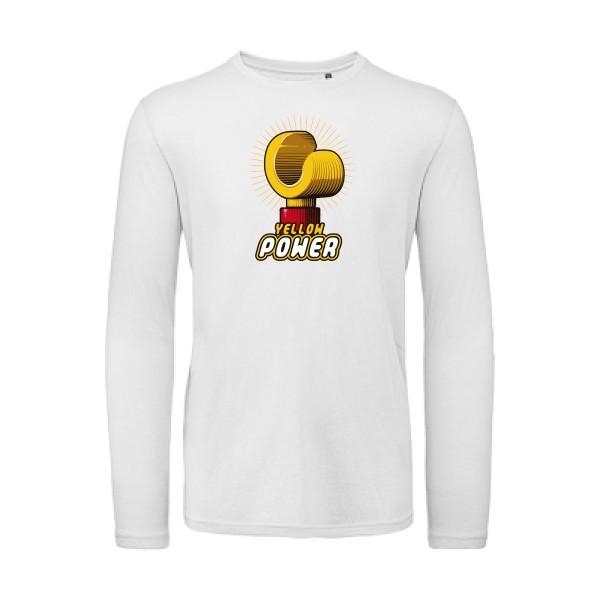 Yellow Power -T-shirt bio manches longues parodie marque - B&C - T Shirt organique manches longues