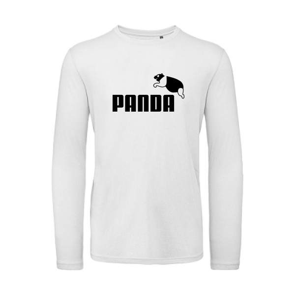 PANDA - T-shirt bio manches longues parodie pour Homme -modèle B&C - T Shirt organique manches longues - thème humour et parodie- 