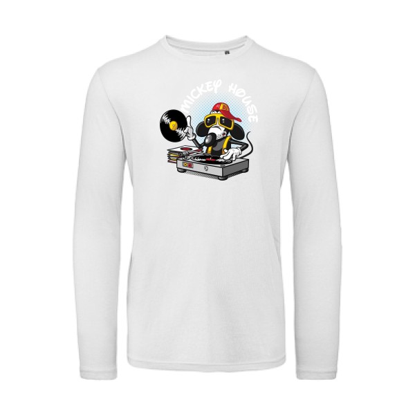 Mickey house v2 -T-shirt bio manches longues mickey Homme  -B&C - T Shirt organique manches longues -Thème parodie et musique -