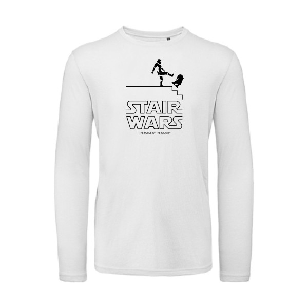 STAIR WARS -T-shirt bio manches longues humour Homme -B&C - T Shirt organique manches longues -thème parodie star wars -