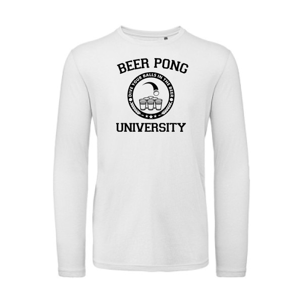 Beer Pong - T-shirt bio manches longues Homme geek  - B&C - T Shirt organique manches longues - thème geek et gamer