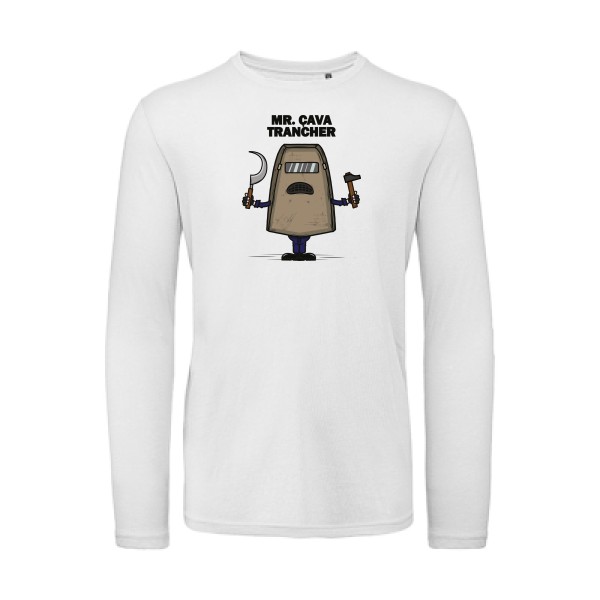 MR. CAVATRANCHER - T-shirt bio manches longues marrant pour Homme -modèle B&C - T Shirt organique manches longues - thème halloween -